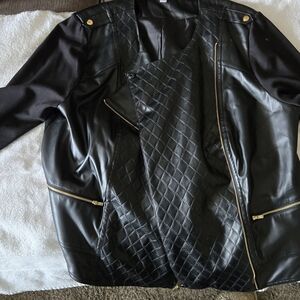 Faux Leather Jacket 1x Euc